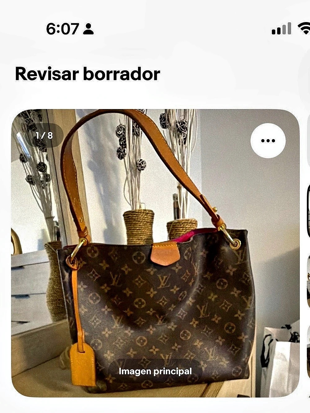 Louis Vuitton Neverfull MM Monogram Tote in Brown & Red